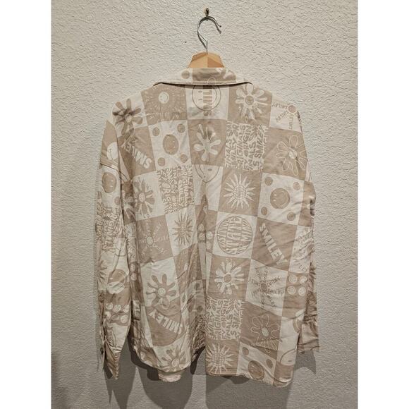 Smiley® x H&M. Shirt in patterned cotton twill with a collar. Sz Medium - Picture 2 of 3